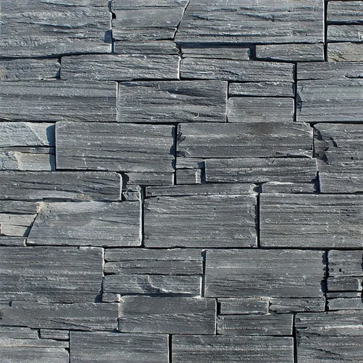 Revêtement mural en ardoise noire, panneaux en pierre véritable JRN-018